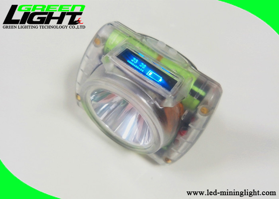 15000lux コンパクト LED 鉱山労働者の帽子ランプ IP67 は OLED 表示が付いている透明な ABS を防水します